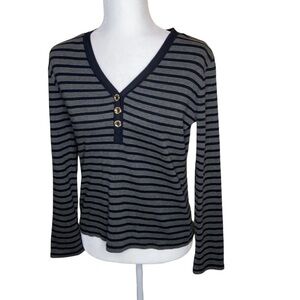 Lauren Ralph Lauren long sleeve striped button v neck shirt